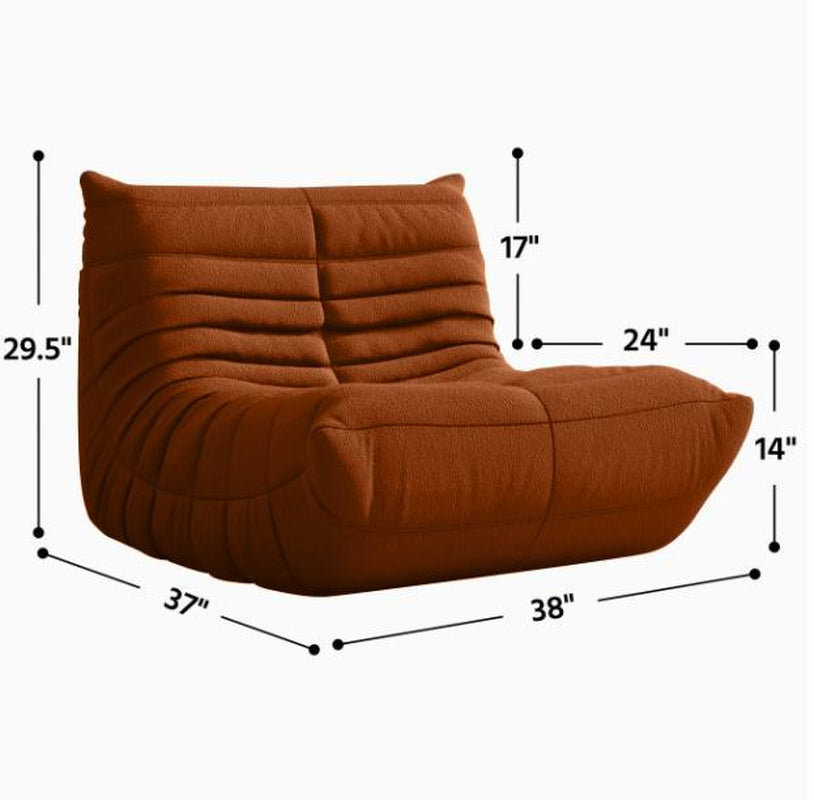 Compact Togo Sofa, Bean Bag, Caterpillar Sofa, Sack Big Beanbag Chair for Adults Chenille Fabric 1 Whole Memory Foam Lounger Chair for Living Room, Bedroom, Dorm, Office