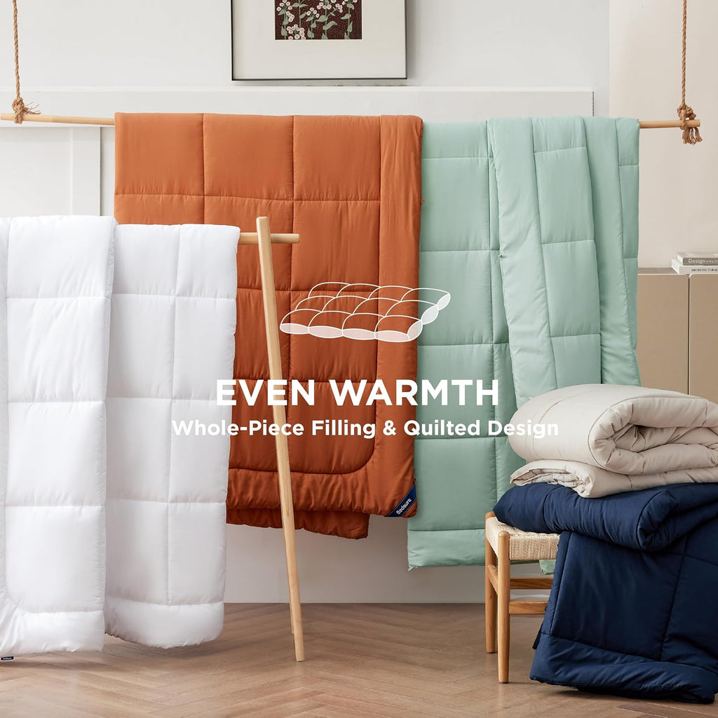 Comforter Duvet Insert - Quilted Comforters Queen Size, All Season Duvet, down Alternative Bedding, with 8 Tabs, Gifts for Women/Men, White, Queen 88 X 88 Inches