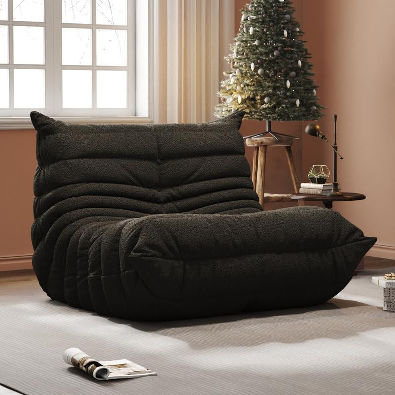 Compact Togo Sofa, Bean Bag, Caterpillar Sofa, Sack Big Beanbag Chair for Adults Chenille Fabric 1 Whole Memory Foam Lounger Chair for Living Room, Bedroom, Dorm, Office